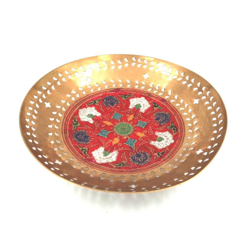 Brass Minakari Bowl Home Decor L9" x W9" x H2"